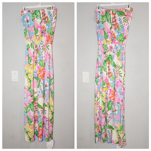 Lilly Pulitzer × Target Strapless Multi Floral Jersey Cinch Waist Maxi Dress M - Picture 4 of 13